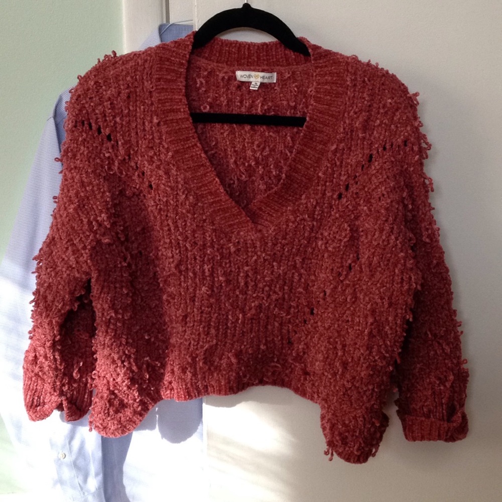 Woven Heart Rugged Rose Sweater
